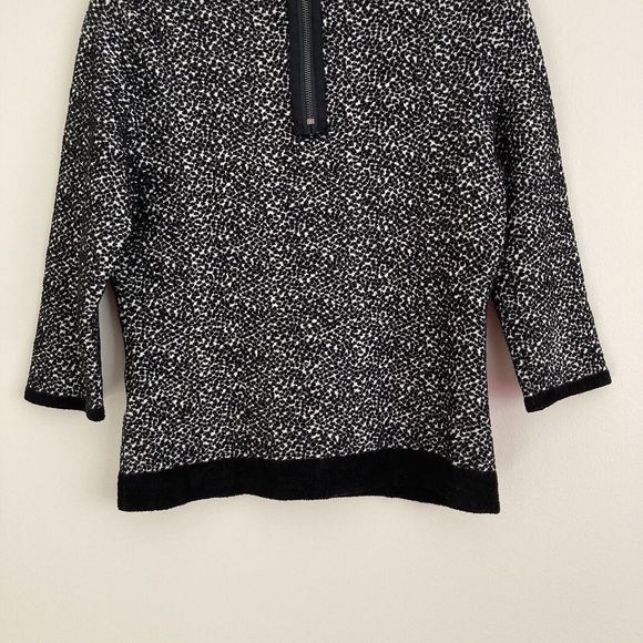 Anthropologie Moth Lana Pullover Sweater Size Medium Black Back Zip 3/4 Sleeve - Picture 8 of 9